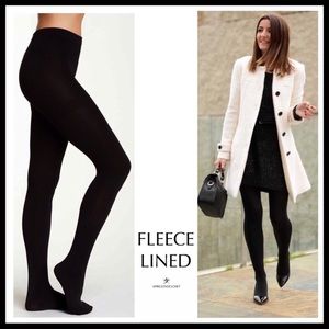 BLACK FLEECE LINED TIGHTS PLUSH COZY KNIT FOOTED TIGHTS A2C